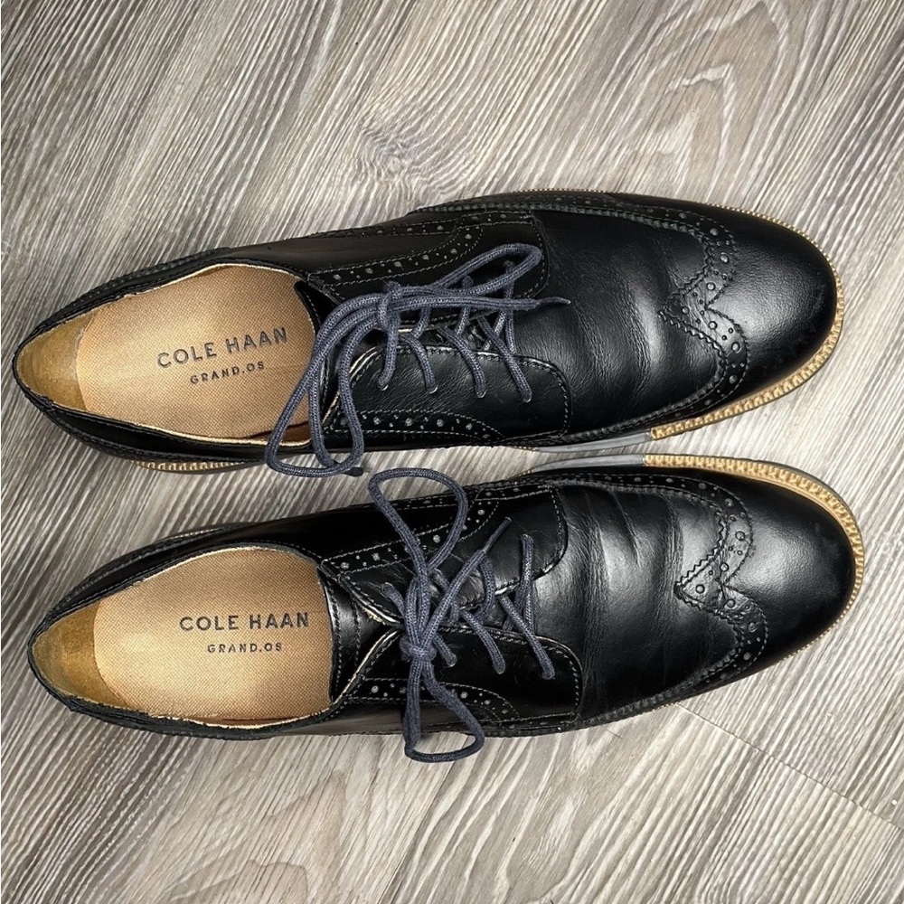 Cole Haan Montrose Wingtip Derby Men’s 9M Black Leather Oxfords EUC